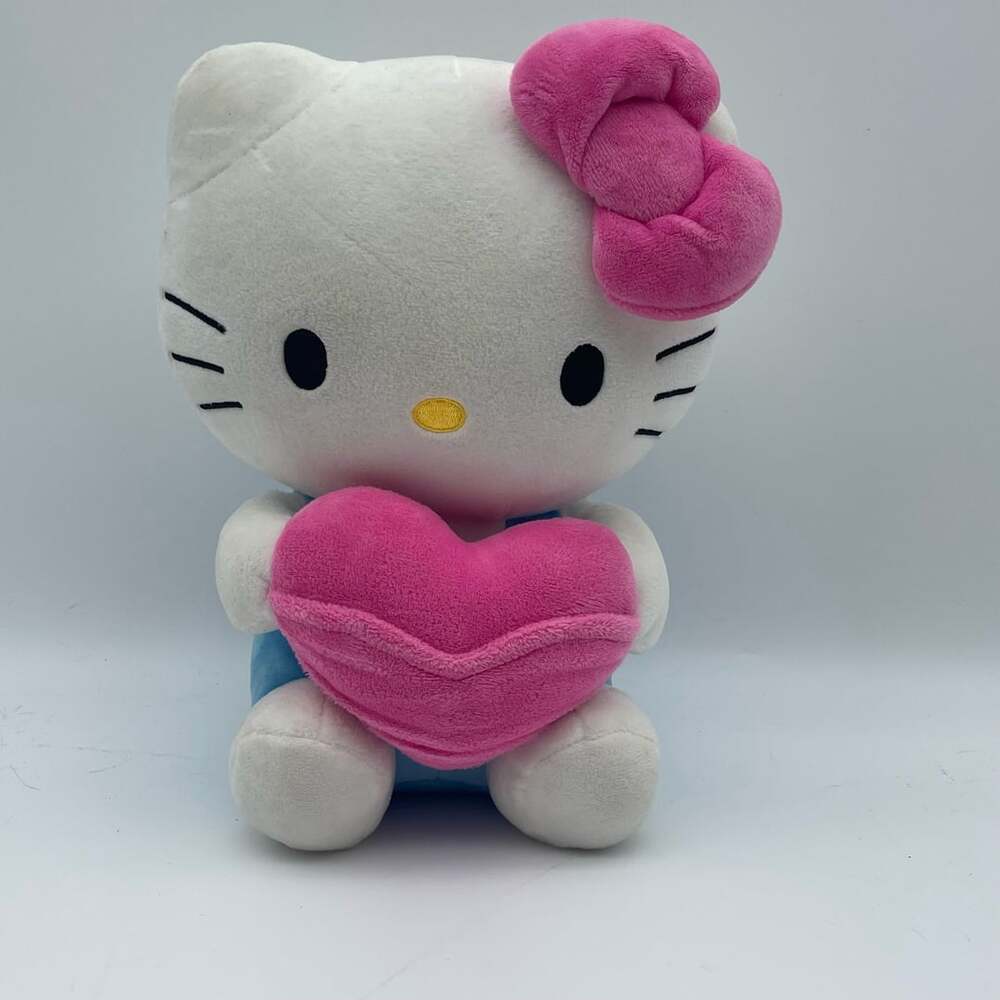 Sanrio Hello Kitty Blue Outfit with Pink Heart Plush